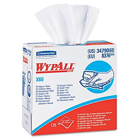Wypall X60 Reusable Paper Cloths, White, 126 Sheets/Box, 1 Box/Case